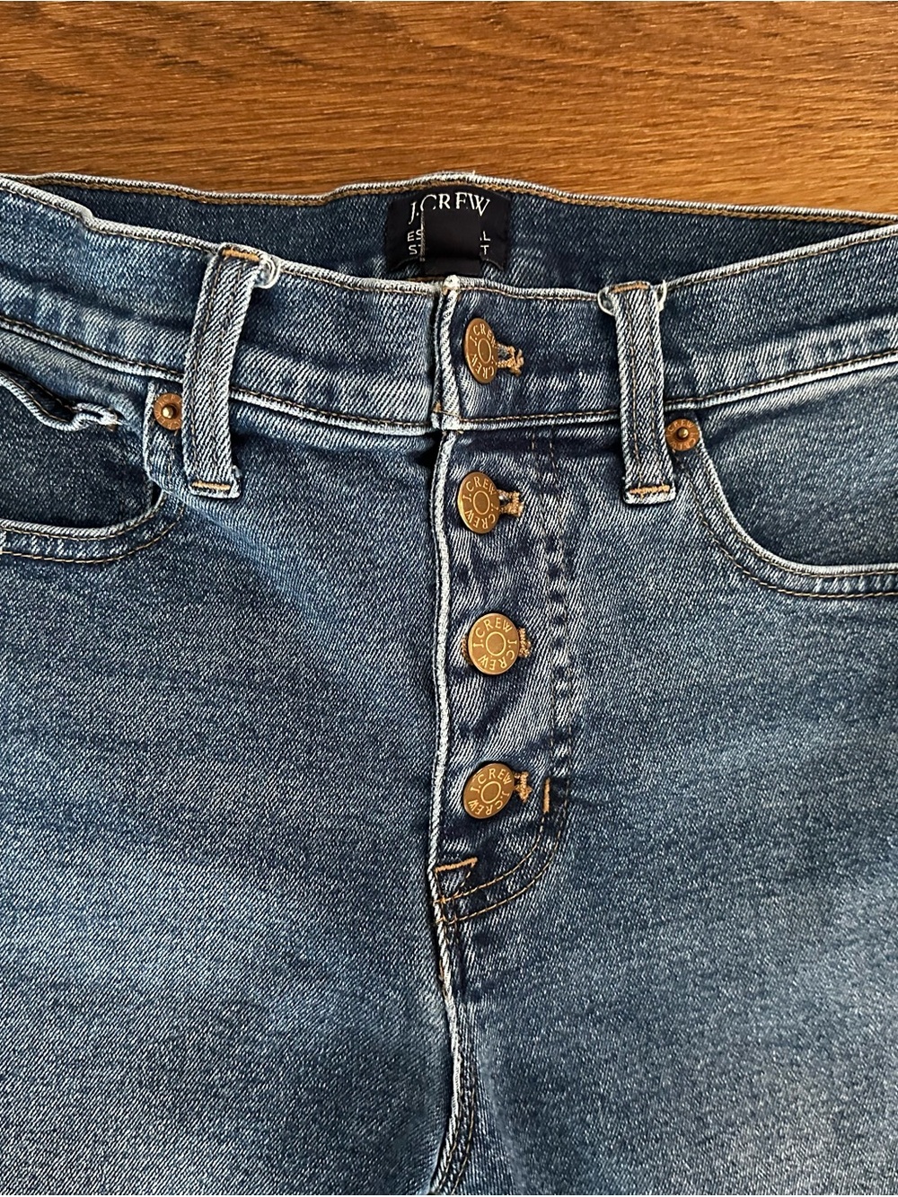 J Crew Essential Straight Button-Fly Blue Denim Jeans Size 26 - Picture 3 of 15